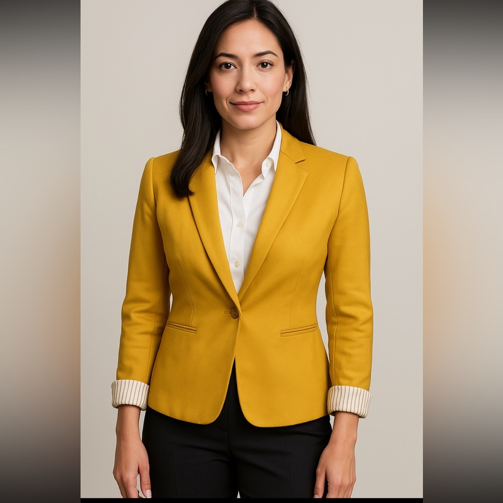 The Limited Yellow Blazer Structured Tailored Design EUC